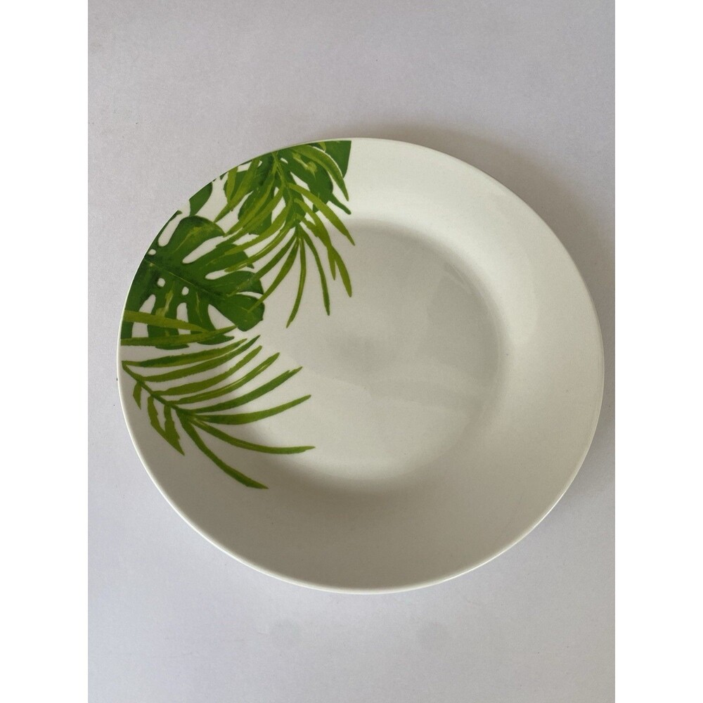 Tropical Leaf Salad Plate Green Monstera Palm Summer Patio Table Deco Set Of 6